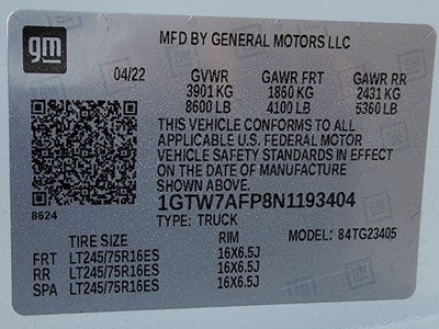 2022 GMC Savana Cargo 2500 Work Van