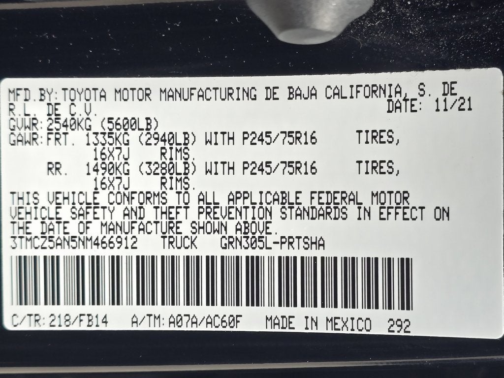 2022 Toyota Tacoma 4WD SR