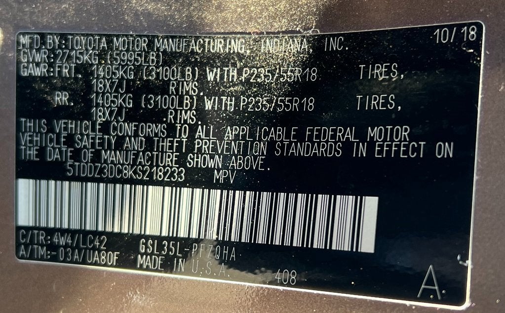 2019 Toyota Sienna XLE