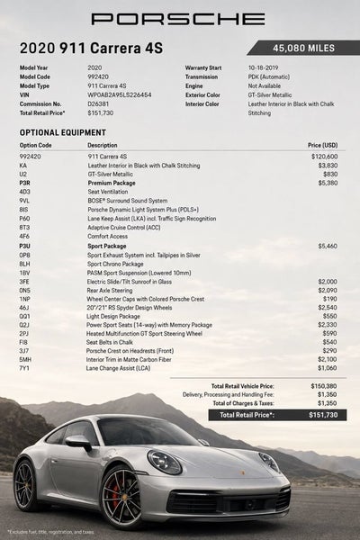 2020 Porsche 911 Carrera S