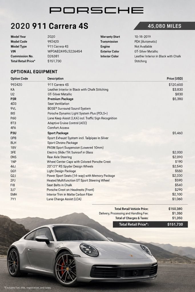2020 Porsche 911 Carrera S